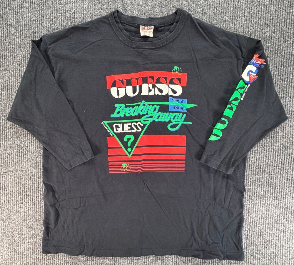 Vintage 1988 Guess Georges Marciano Sweatshirt Breaking Away Giro Italia Black